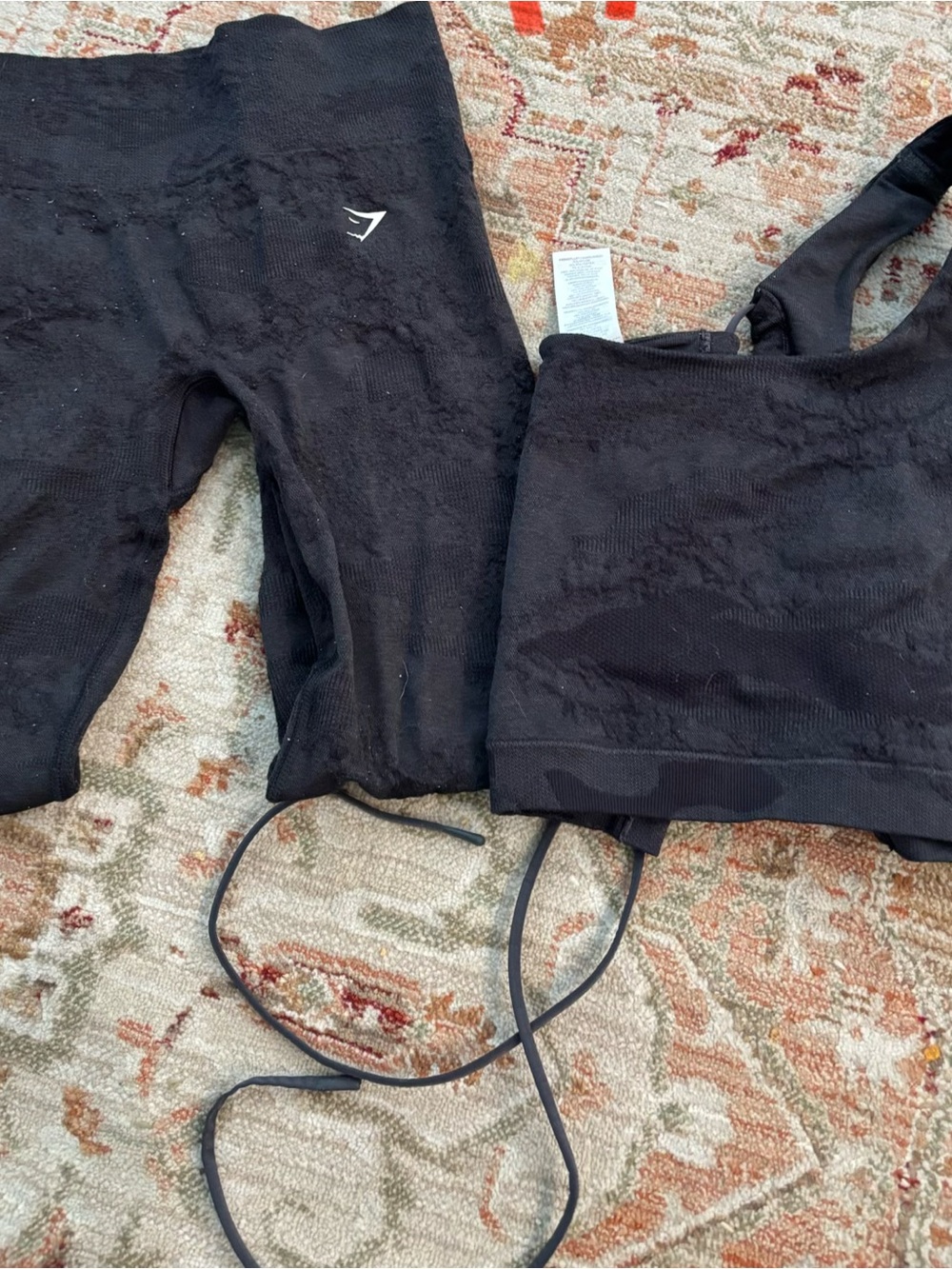 Gymshark Black camo Seamless Leggings and Sports Crop